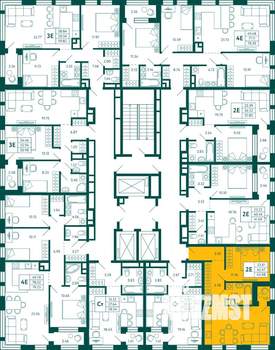 1-к квартира, строящийся дом, 43м2, 19/29 этаж
