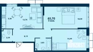 3-к квартира, вторичка, 66м2, 2/24 этаж