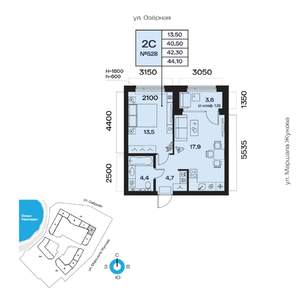 2-к квартира, вторичка, 42м2, 7/32 этаж