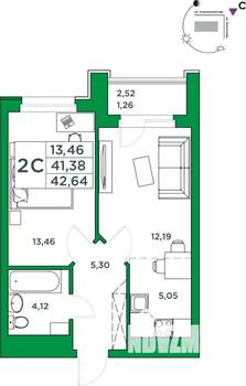 1-к квартира, вторичка, 41м2, 23/24 этаж