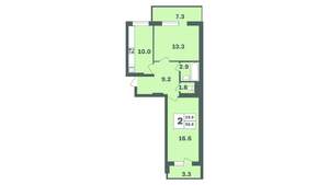 2-к квартира, вторичка, 60м2, 8/12 этаж