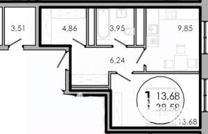 1-к квартира, вторичка, 39м2, 6/25 этаж