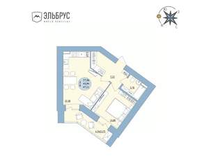 2-к квартира, вторичка, 47м2, 14/20 этаж
