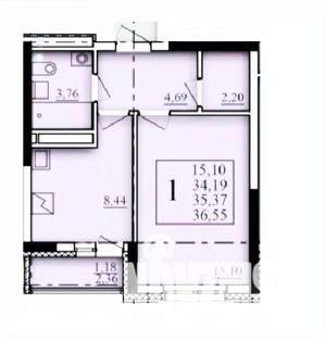 1-к квартира, строящийся дом, 35м2, 10/25 этаж