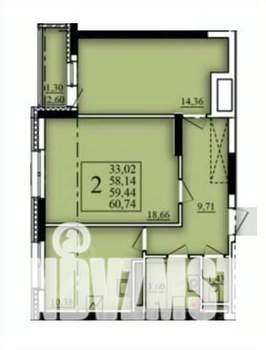 2-к квартира, вторичка, 59м2, 4/21 этаж