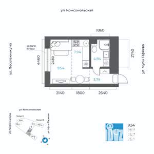 1-к квартира, вторичка, 26м2, 2/20 этаж