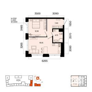 2-к квартира, вторичка, 43м2, 2/9 этаж
