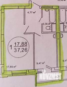 1-к квартира, вторичка, 37м2, 9/10 этаж