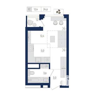 1-к квартира, вторичка, 25м2, 4/22 этаж