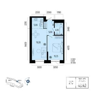 2-к квартира, вторичка, 49м2, 2/13 этаж