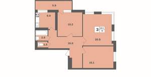 3-к квартира, вторичка, 79м2, 10/12 этаж