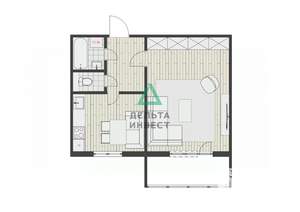 1-к квартира, вторичка, 38м2, 5/5 этаж