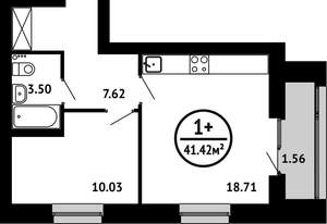 1-к квартира, вторичка, 41м2, 4/8 этаж