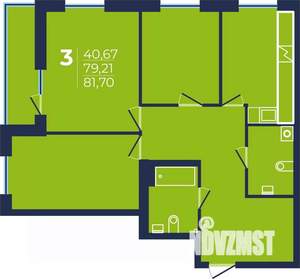 3-к квартира, строящийся дом, 82м2, 2/25 этаж