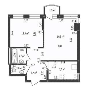 2-к квартира, вторичка, 56м2, 8/25 этаж