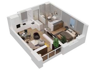 1-к квартира, вторичка, 48м2, 6/15 этаж