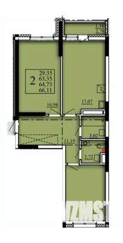 2-к квартира, вторичка, 65м2, 3/21 этаж