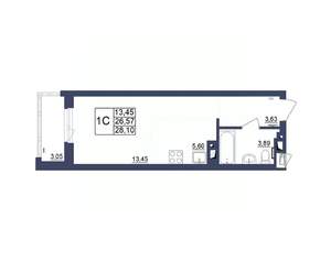 Студия квартира, строящийся дом, 28м2, 17/34 этаж