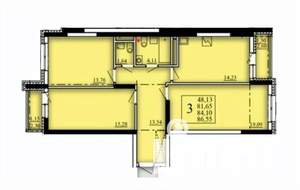 3-к квартира, вторичка, 84м2, 8/21 этаж