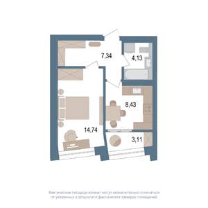 1-к квартира, вторичка, 36м2, 2/14 этаж
