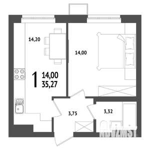 1-к квартира, вторичка, 35м2, 21/25 этаж