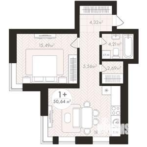 1-к квартира, строящийся дом, 51м2, 10/24 этаж