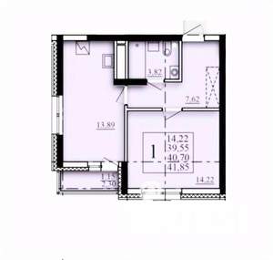 1-к квартира, строящийся дом, 41м2, 15/25 этаж