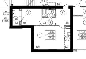 2-к квартира, вторичка, 47м2, 7/12 этаж