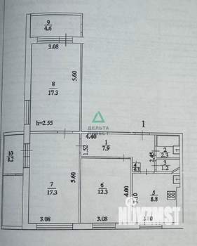 3-к квартира, вторичка, 67м2, 1/9 этаж