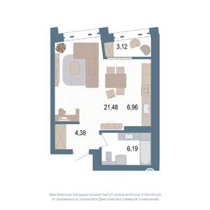 1-к квартира, вторичка, 41м2, 3/14 этаж