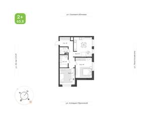2-к квартира, вторичка, 64м2, 2/18 этаж