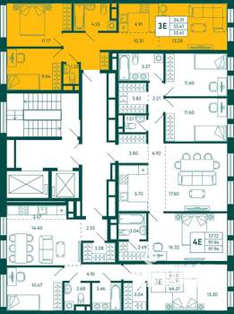 2-к квартира, строящийся дом, 55м2, 3/16 этаж