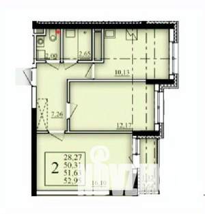 2-к квартира, строящийся дом, 52м2, 16/25 этаж