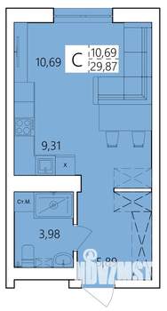 Студия квартира, строящийся дом, 30м2, 15/25 этаж