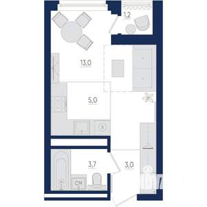 1-к квартира, вторичка, 25м2, 18/22 этаж
