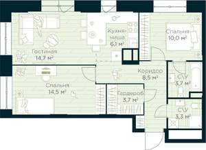 2-к квартира, вторичка, 65м2, 6/30 этаж