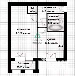 1-к квартира, вторичка, 30м2, 3/5 этаж