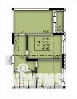 2-к квартира, вторичка, 59м2, 2/21 этаж