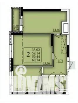 2-к квартира, вторичка, 59м2, 3/21 этаж