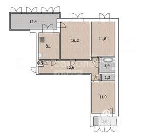 3-к квартира, вторичка, 70м2, 2/9 этаж