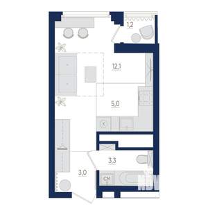 1-к квартира, вторичка, 24м2, 13/22 этаж