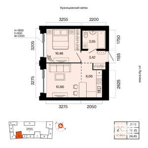 2-к квартира, вторичка, 34м2, 19/23 этаж