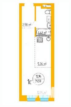 1-к квартира, вторичка, 26м2, 2/16 этаж