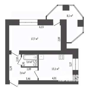 1-к квартира, вторичка, 42м2, 7/10 этаж