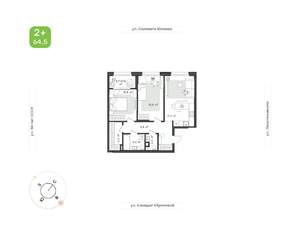 2-к квартира, вторичка, 65м2, 6/12 этаж