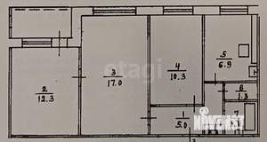 3-к квартира, вторичка, 56м2, 1/9 этаж