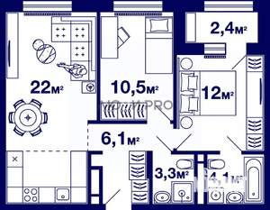 3-к квартира, вторичка, 60м2, 4/33 этаж