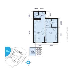 2-к квартира, вторичка, 53м2, 5/32 этаж