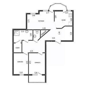 3-к квартира, вторичка, 96м2, 10/12 этаж