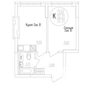 1-к квартира, строящийся дом, 32м2, 5/27 этаж